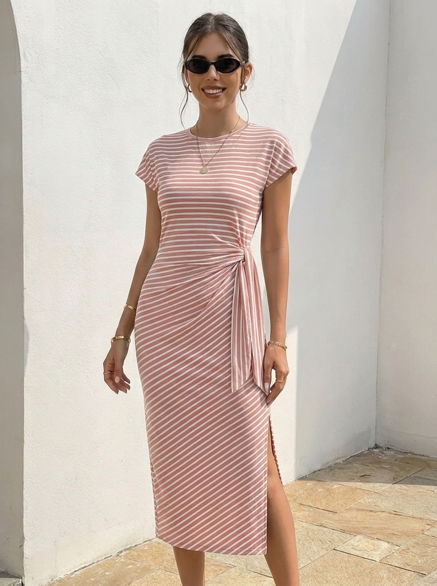 Bénanique™️ Striped Midi Dress - Casual Style