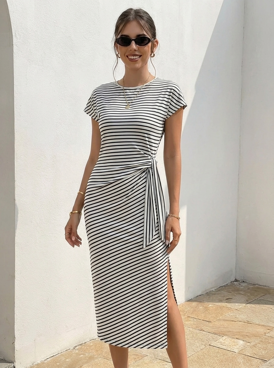 Bénanique™️ Striped Midi Dress - Casual Style