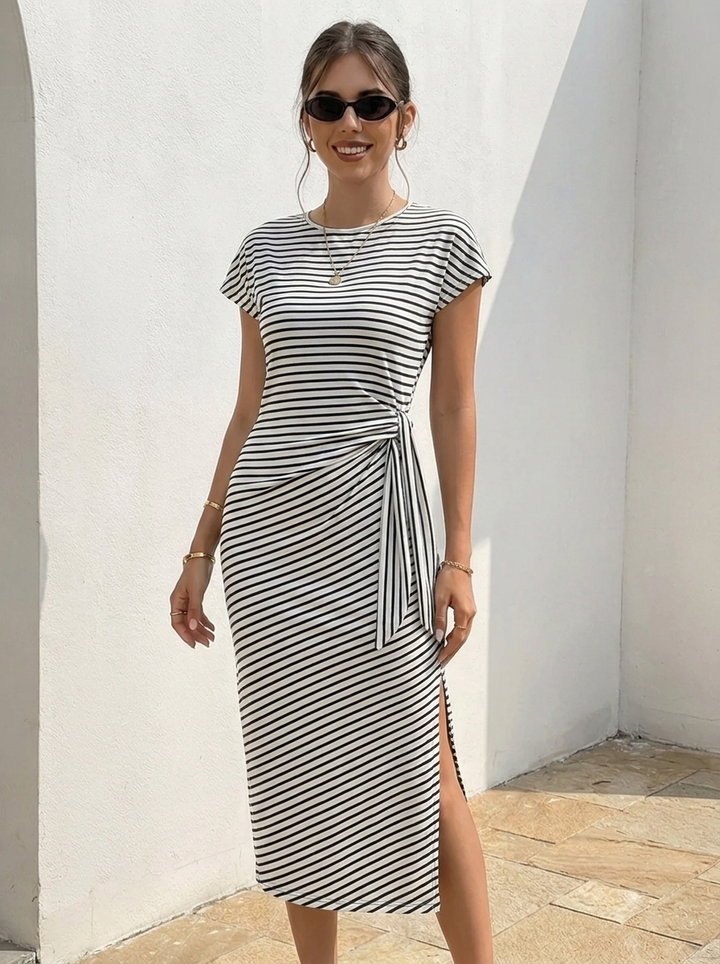 Bénanique™️ Striped Midi Dress - Casual Style