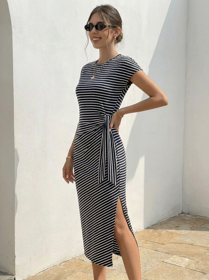 Bénanique™️ Striped Midi Dress - Casual Style