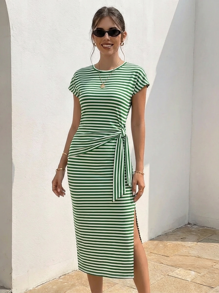Bénanique™️ Striped Midi Dress - Casual Style