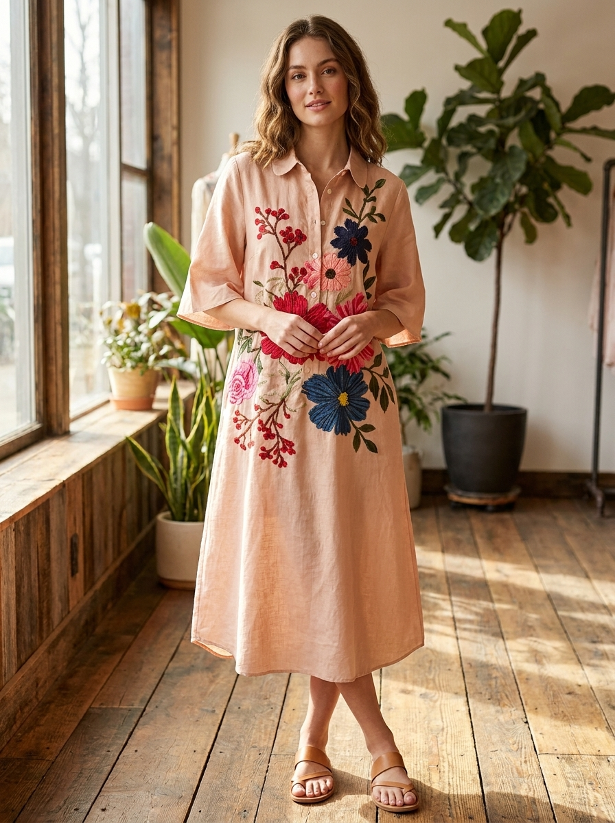 Sofia - Vintage dress made of botanical lace with pockets