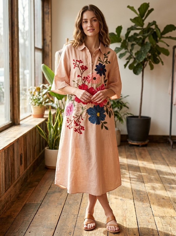 Sofia - Vintage dress made of botanical lace with pockets