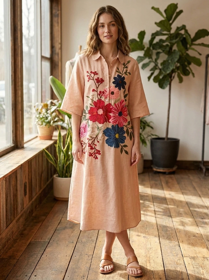 Sofia - Vintage dress made of botanical lace with pockets