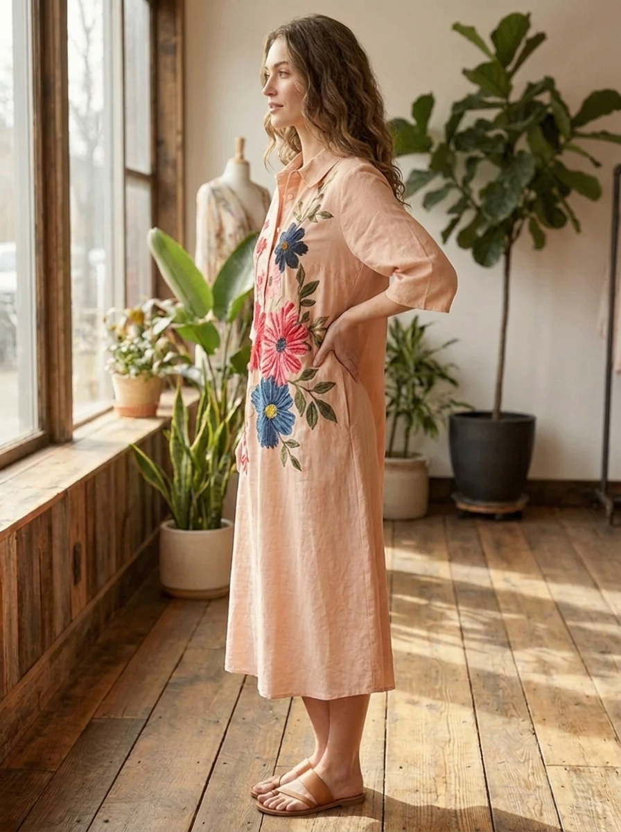 Sofia - Vintage dress made of botanical lace with pockets
