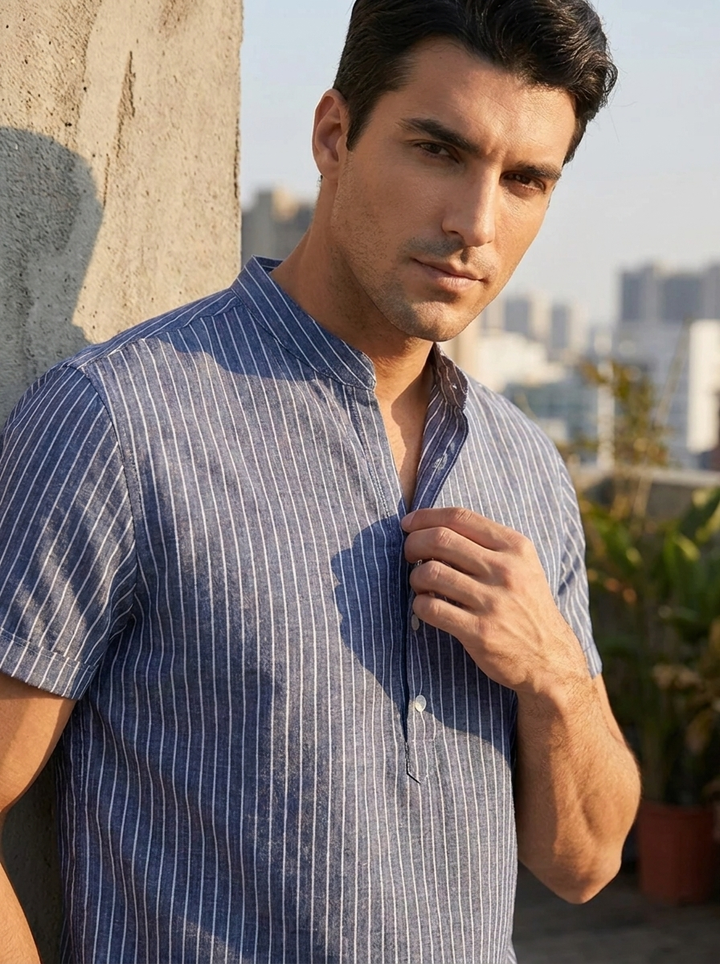 Michele | Men's short-sleeve shirt with button placket