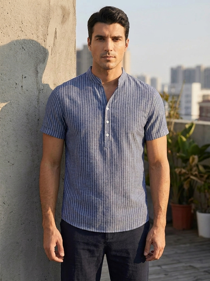 Michele | Men's short-sleeve shirt with button placket