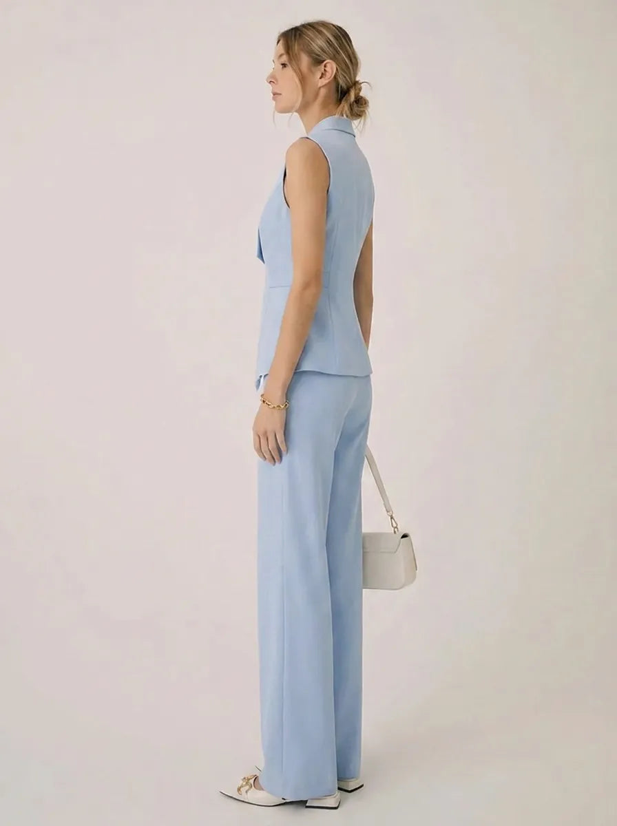 Women's Halter V-Neck Wide-Leg Set