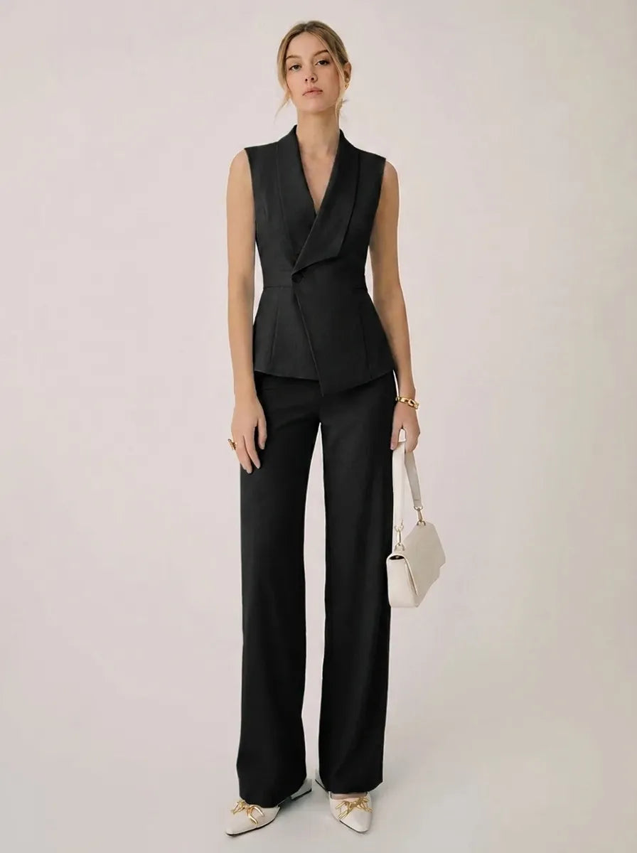 Women's Halter V-Neck Wide-Leg Set