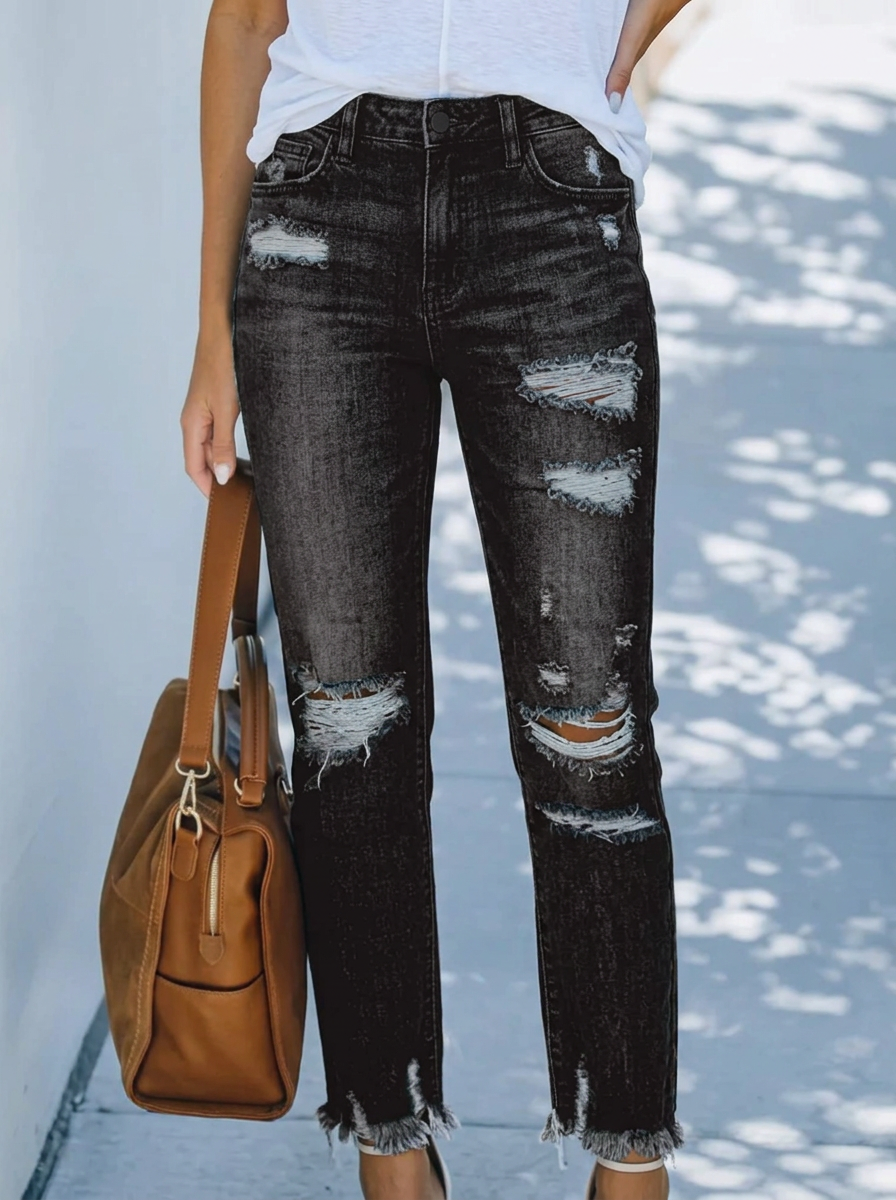 Retro Short Straight-Leg Jeans for Women