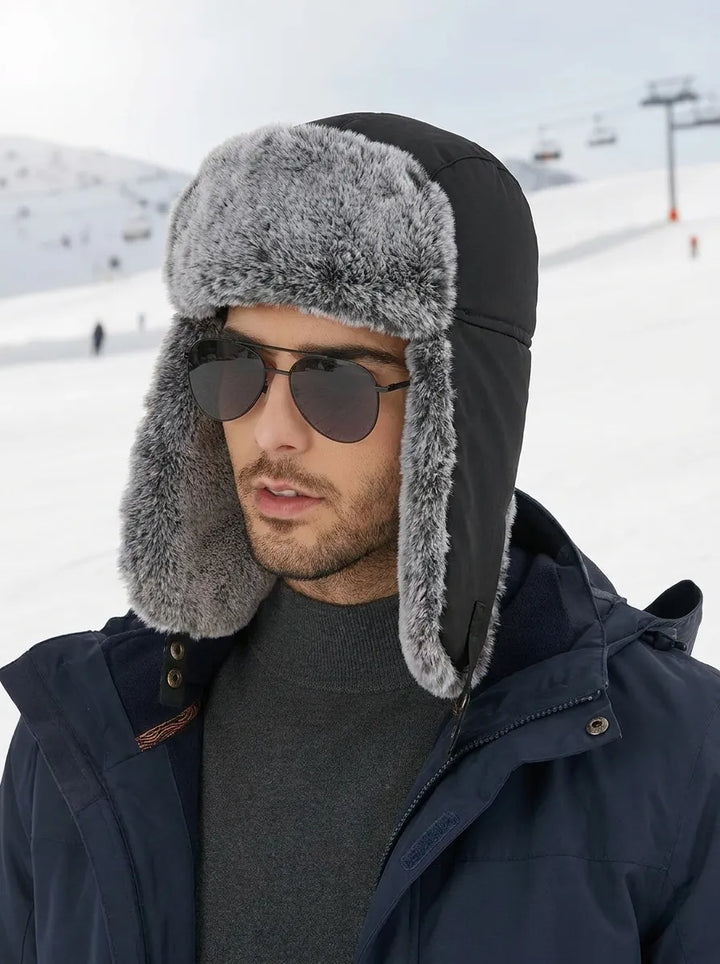 Lined winter hat with ear flaps, waterproof and windproof