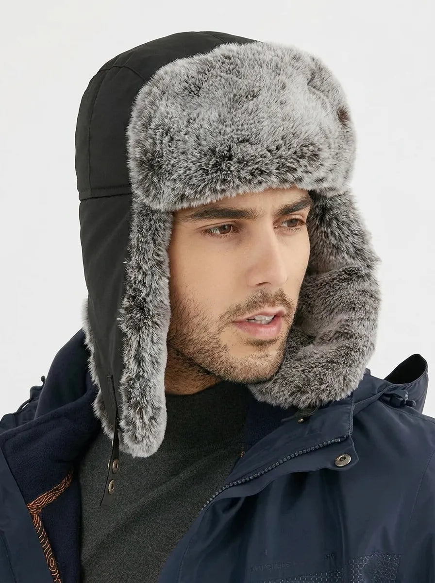 Lined winter hat with ear flaps, waterproof and windproof