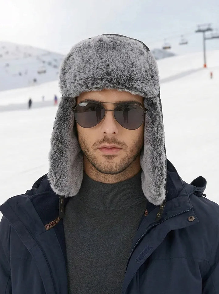 Lined winter hat with ear flaps, waterproof and windproof