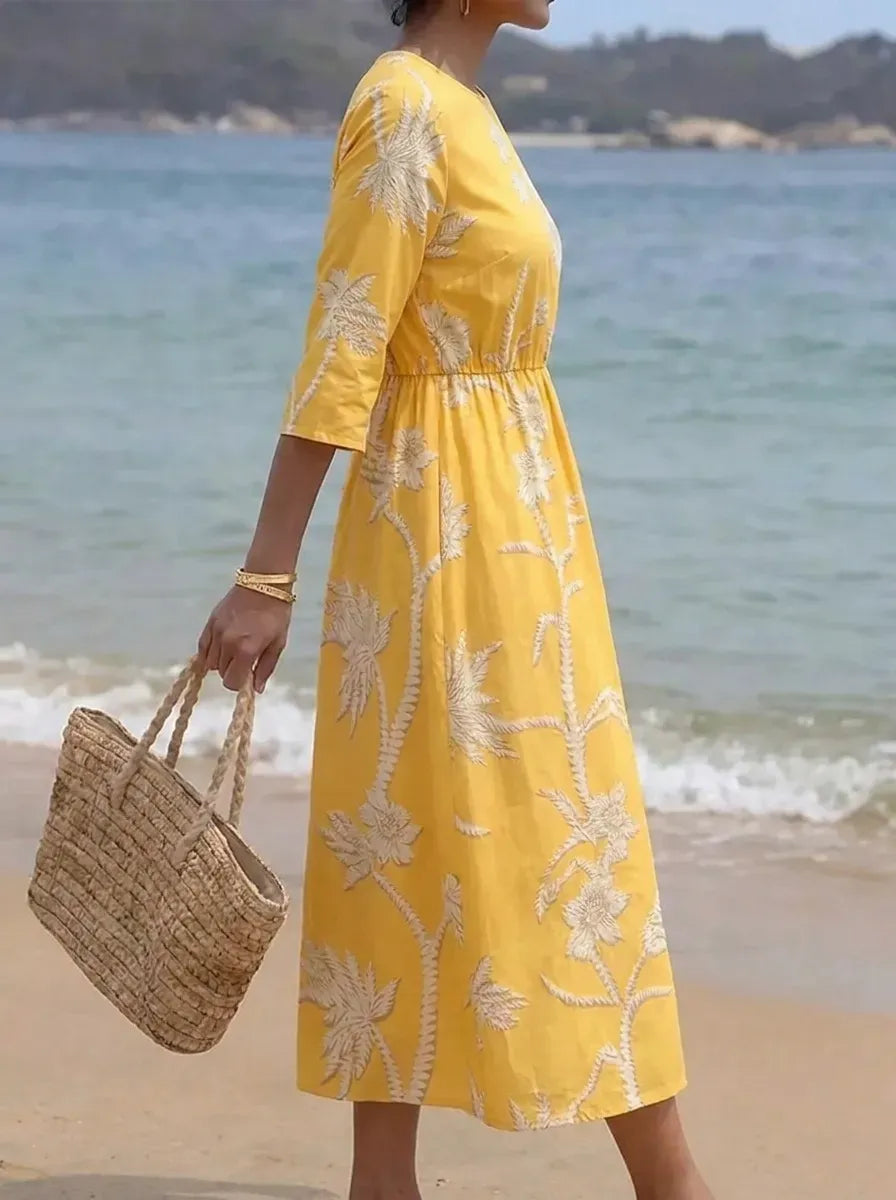 Sophie | Embroidered Mid-Sleeve Dress