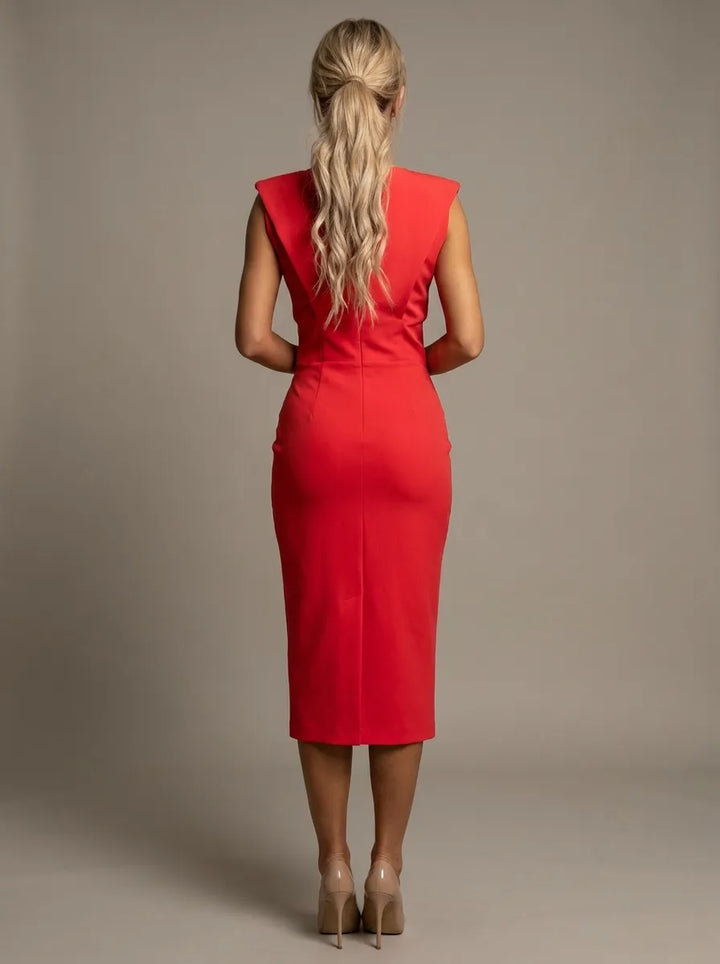 Chic and Sophisticated Midi Dress with Formal Tie Detail