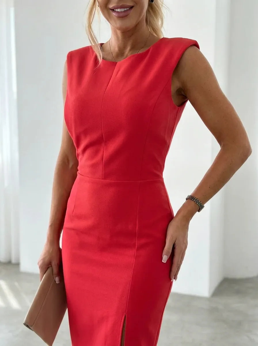 Chic and Sophisticated Midi Dress with Formal Tie Detail