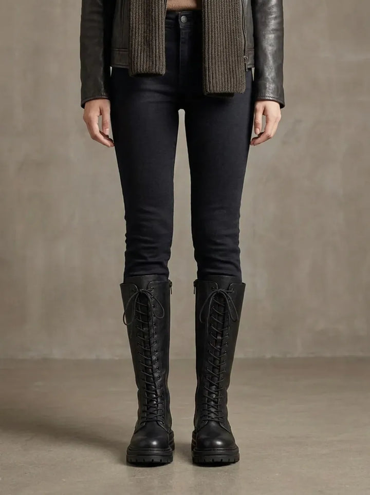 Ianthe | Women’s knee-high lace-up boots with platform soles
