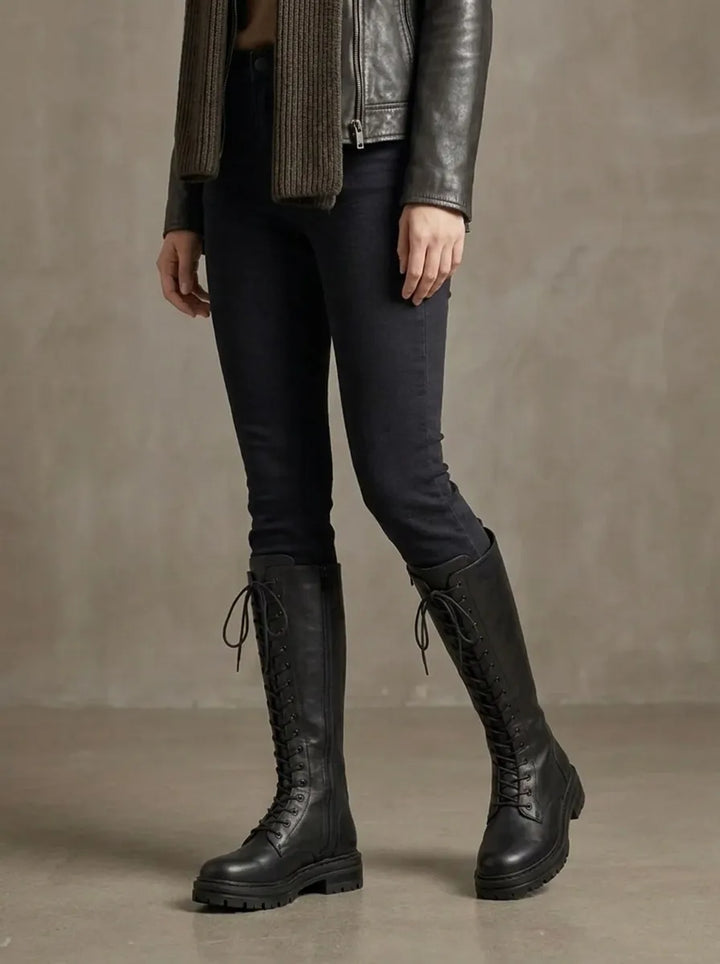 Ianthe | Women’s knee-high lace-up boots with platform soles