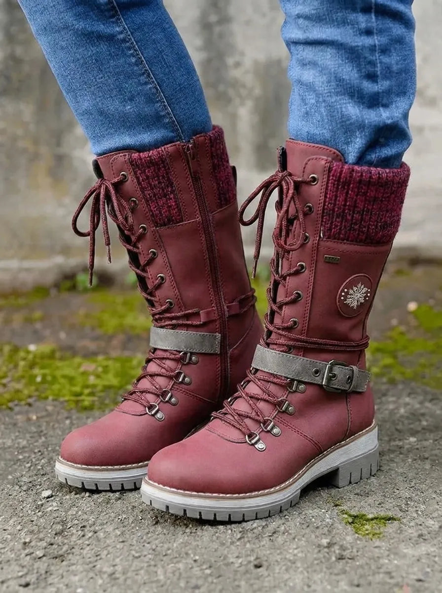 FrostLuxe™ - Waterproof Calf-High Lace-Up Boots