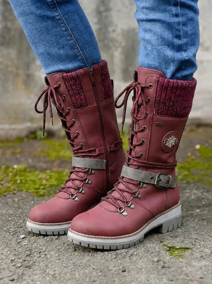 FrostLuxe™ - Waterproof Calf-High Lace-Up Boots