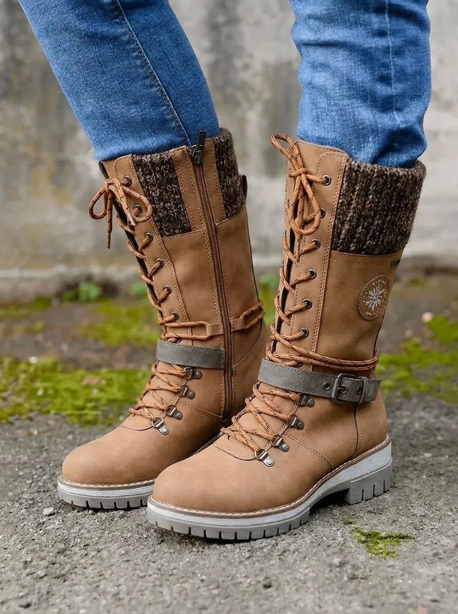 FrostLuxe™ - Waterproof Calf-High Lace-Up Boots