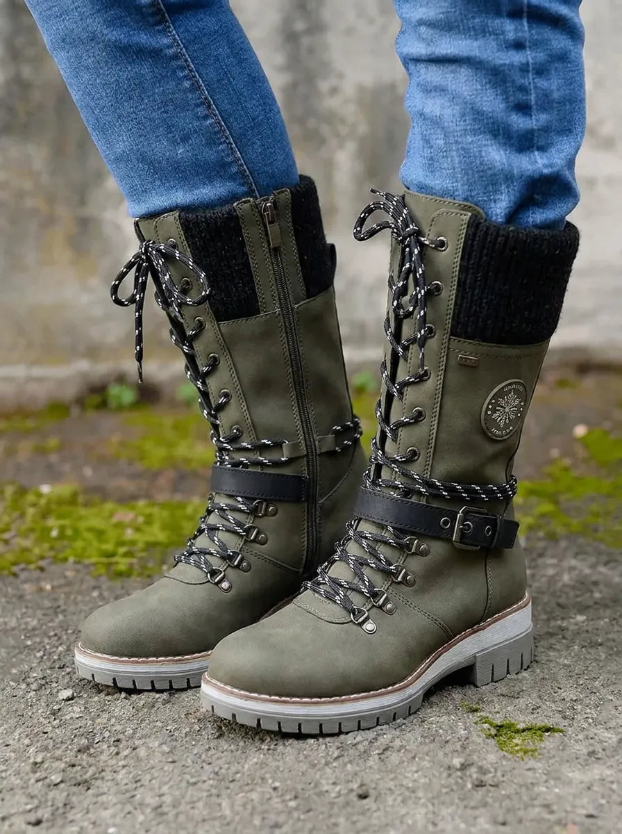 FrostLuxe™ - Waterproof Calf-High Lace-Up Boots
