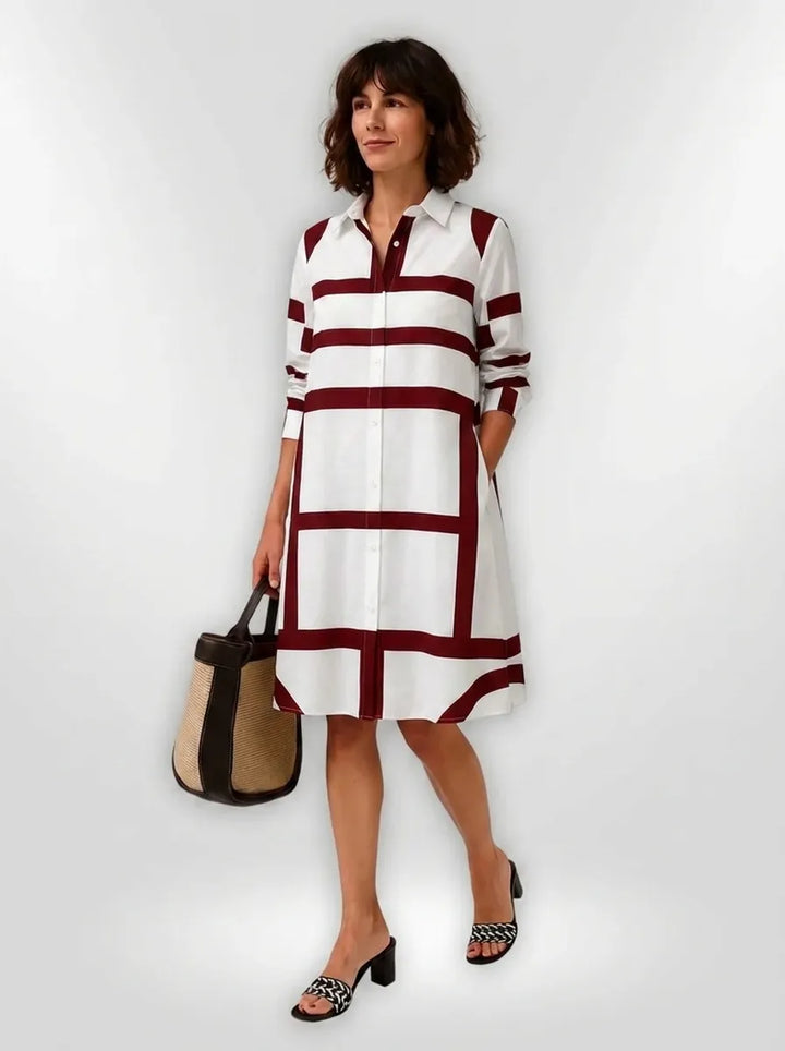 Helena™ - Timeless geometric-patterned midi dress