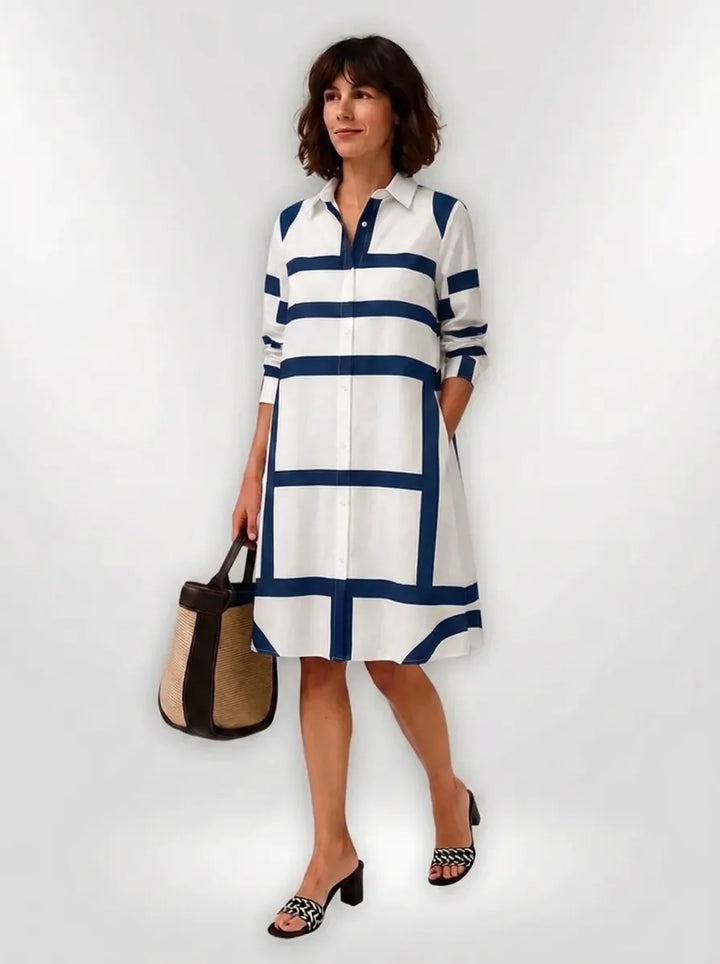 Helena™ - Timeless geometric-patterned midi dress