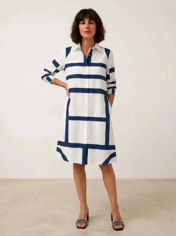 Helena™ - Timeless geometric-patterned midi dress