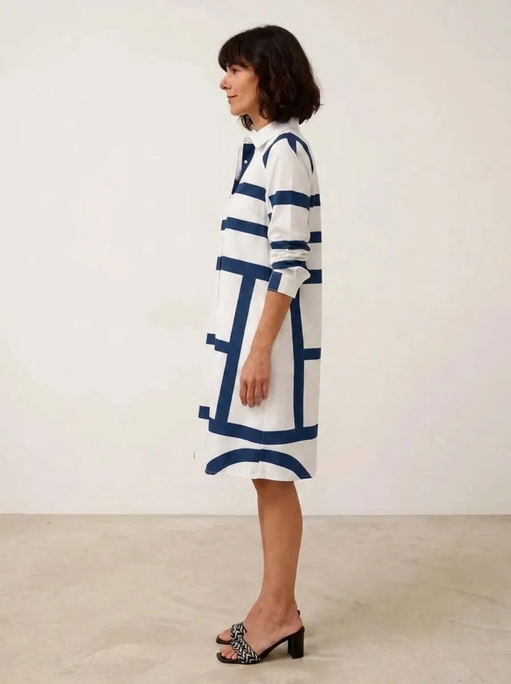 Helena™ - Timeless geometric-patterned midi dress