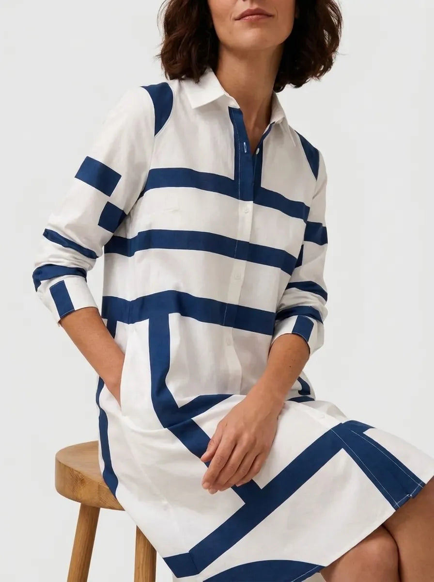 Helena™ - Timeless geometric-patterned midi dress