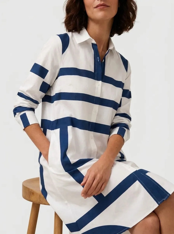 Helena™ - Timeless geometric-patterned midi dress