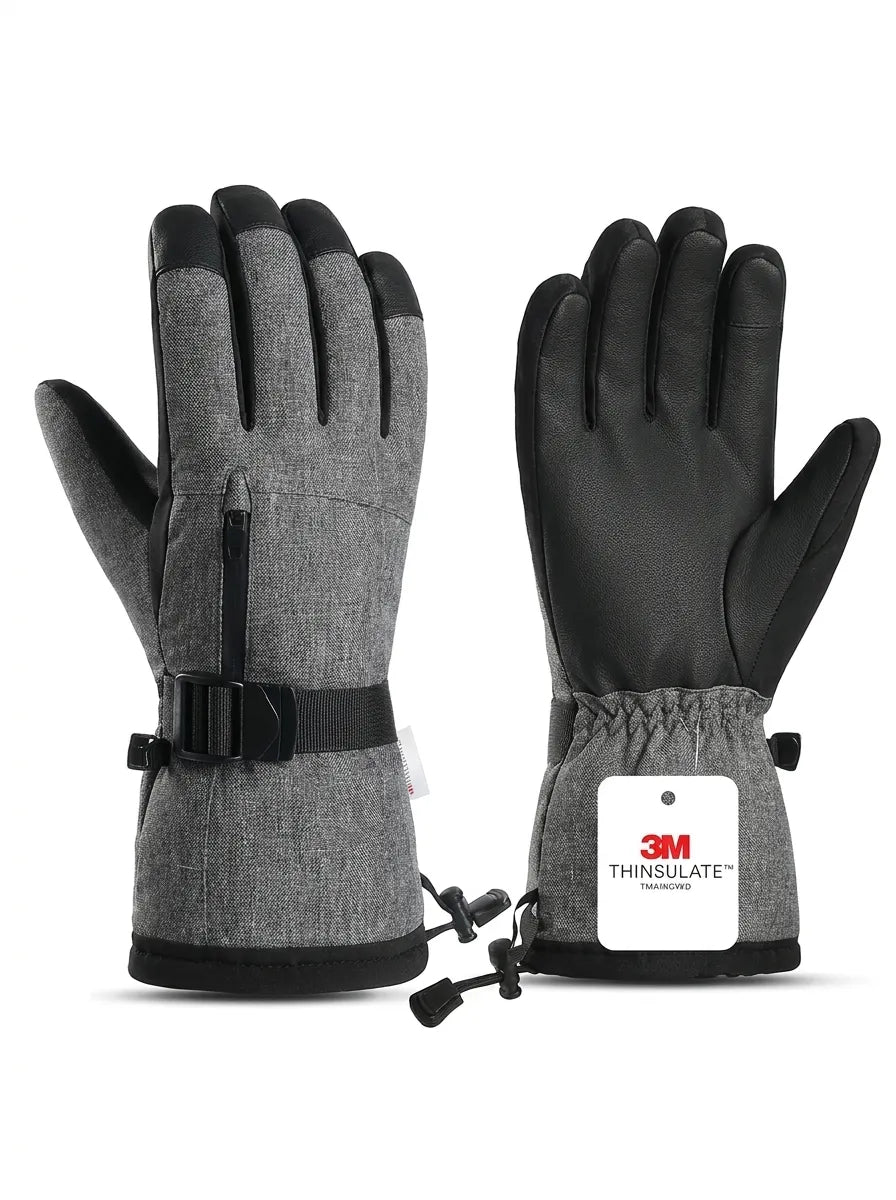 Waterproof insulated men's gloves with touchscreen fingertips