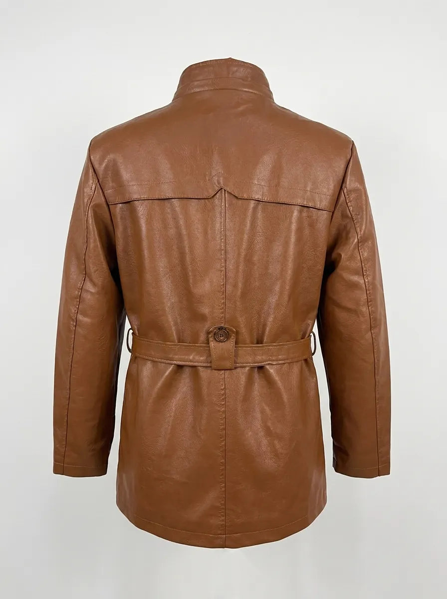 Elegant Long Leather Biker Jacket
