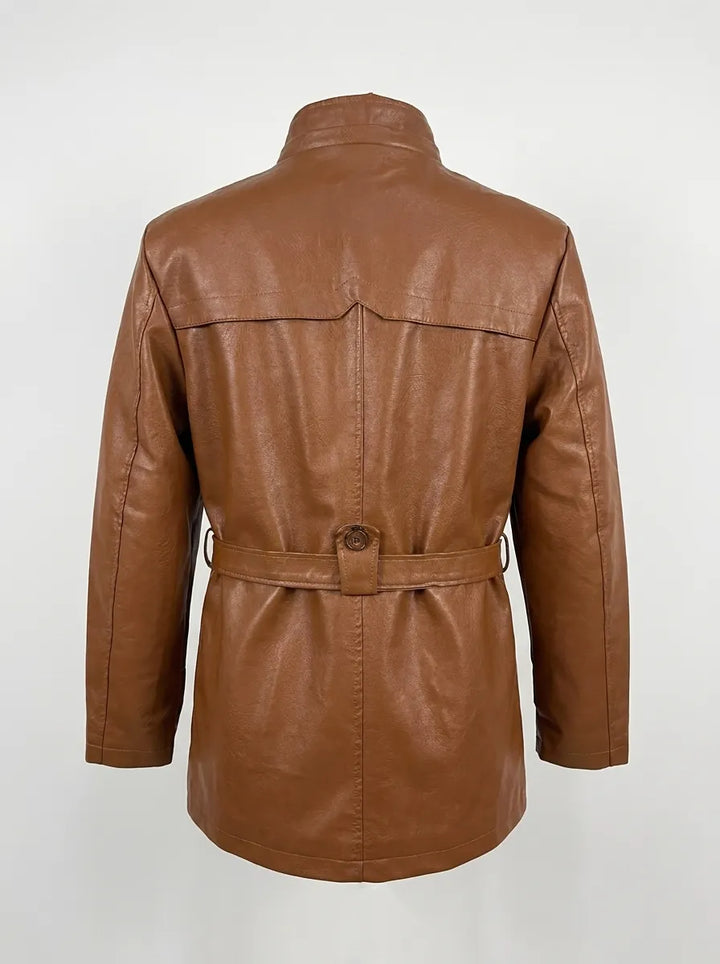 Elegant Long Leather Biker Jacket