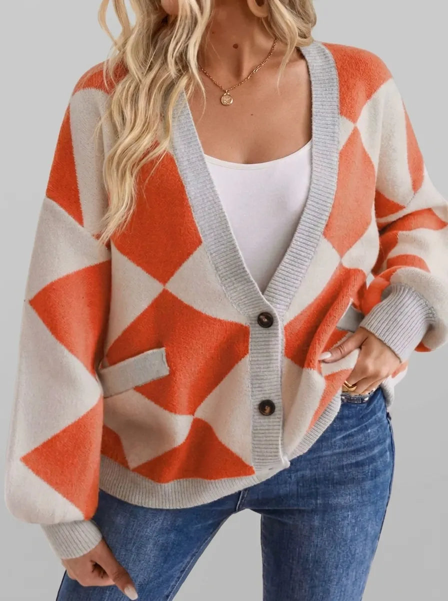 Sign | Checked knit with button detail