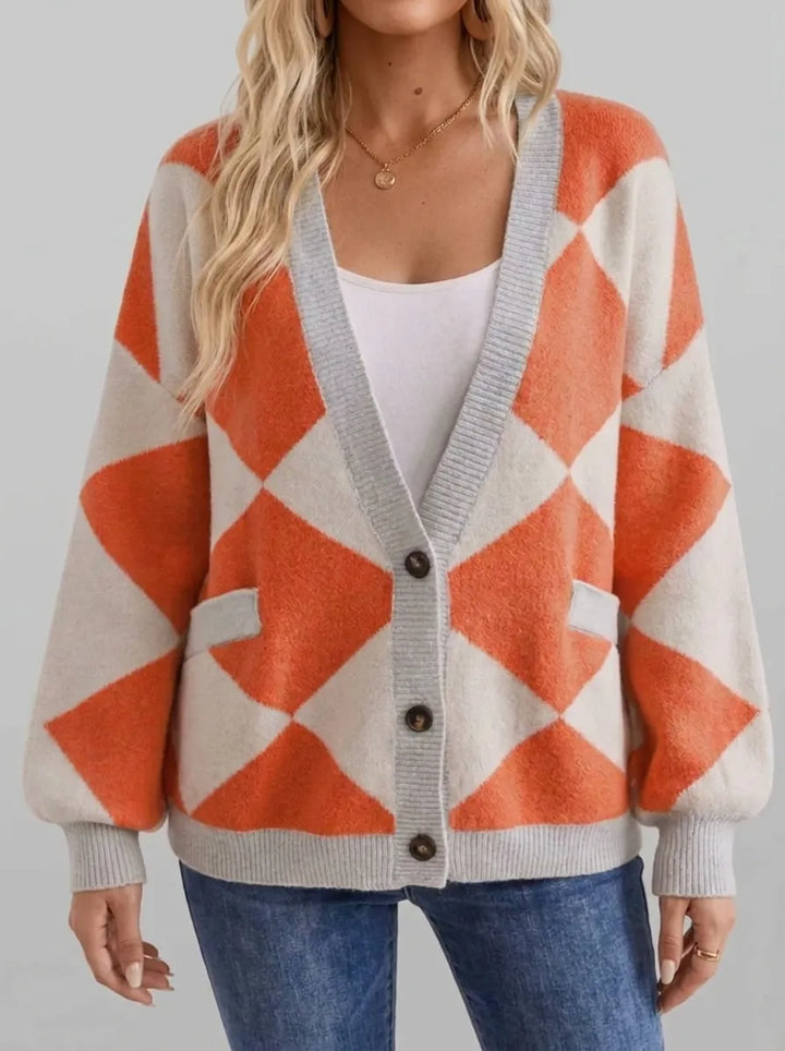 Sign | Checked knit with button detail