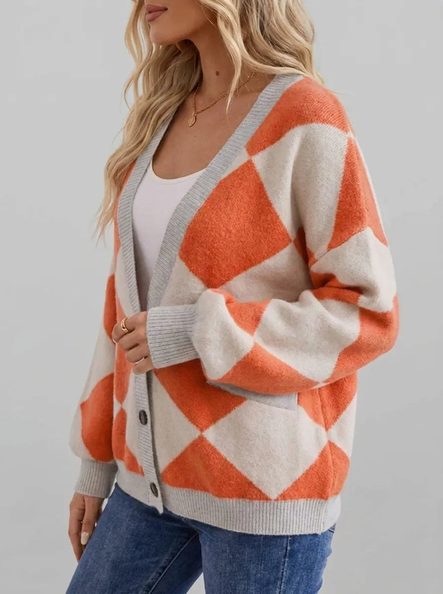 Sign | Checked knit with button detail