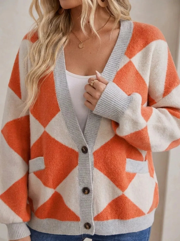 Sign | Checked knit with button detail