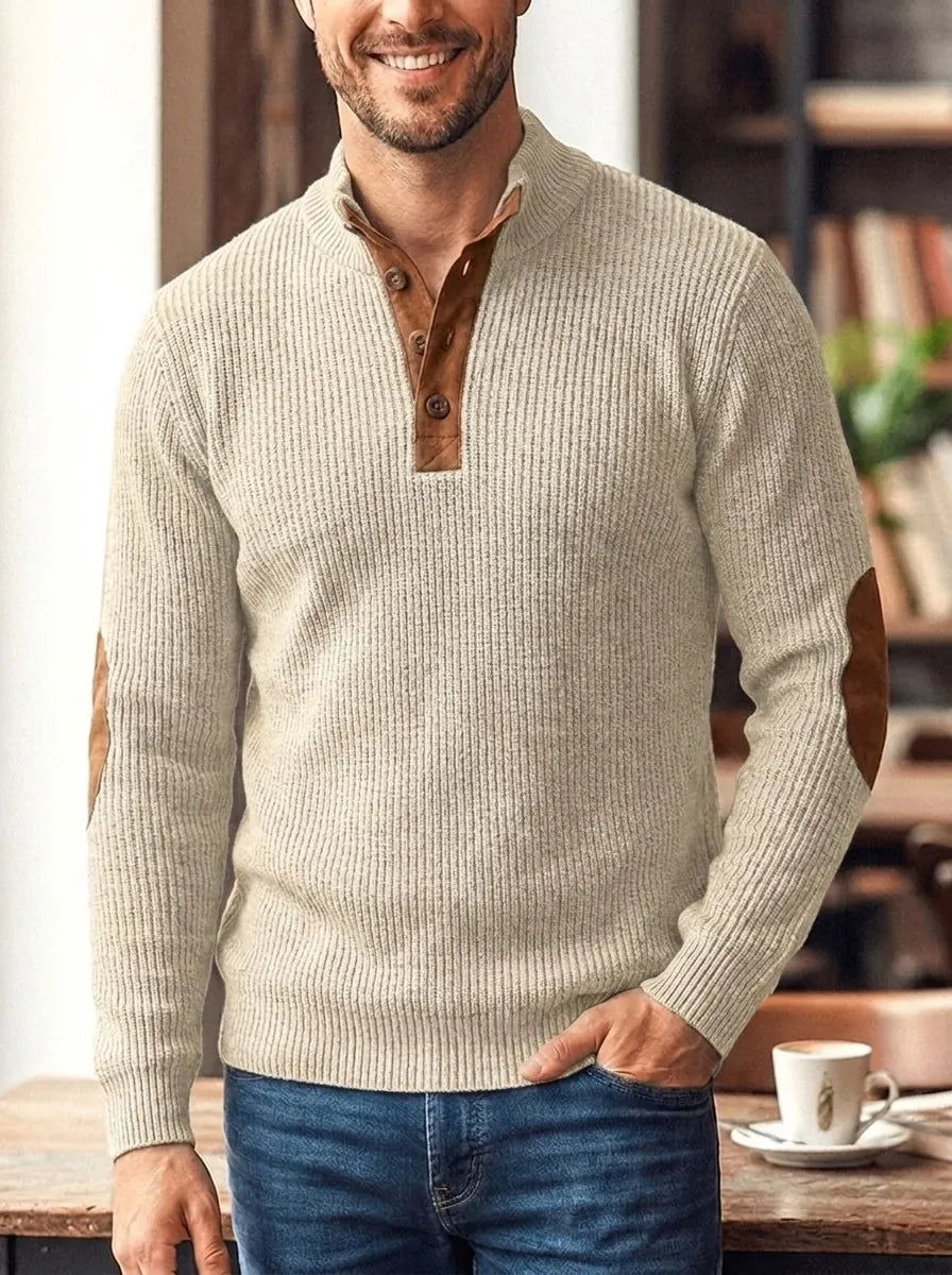 Fredrick - Ribbed Sweater with Button Placket