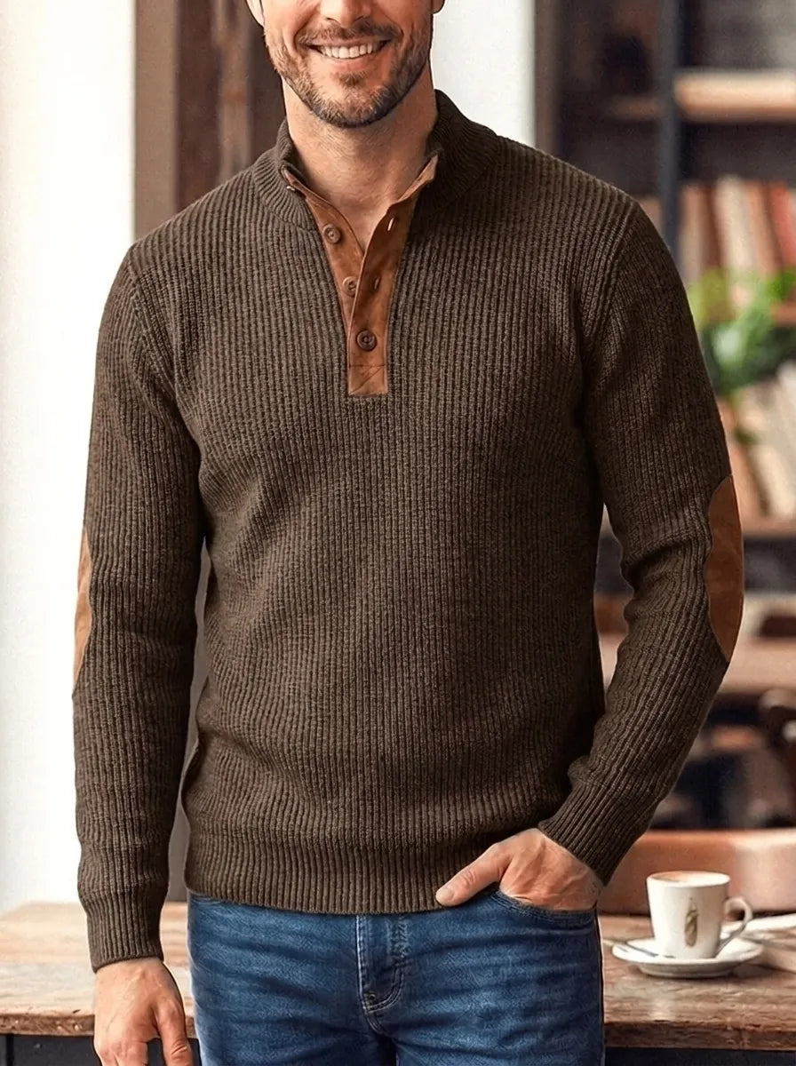 Fredrick - Ribbed Sweater with Button Placket