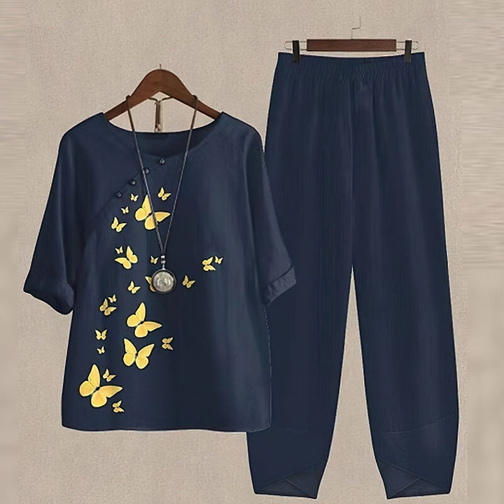 Damen Zweiteiliges Set mit Rundhals und Kurzarm