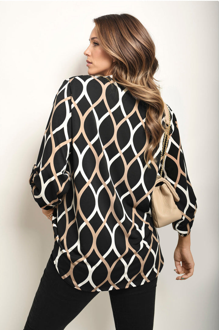 Amelia™ - Casual Patterned Long-Sleeved Blouse