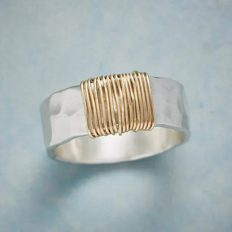 Boho Gold Thread Ring