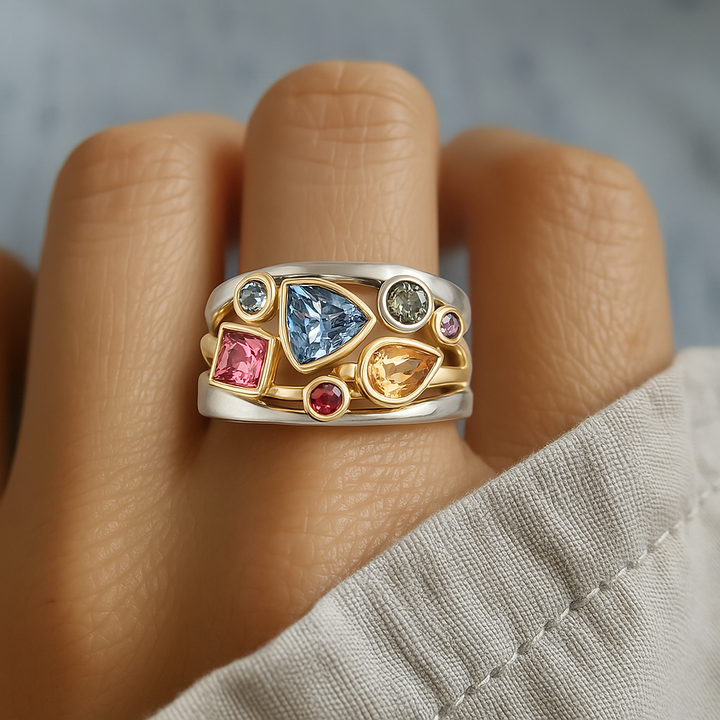 Vintage Ring Colorful Zircon