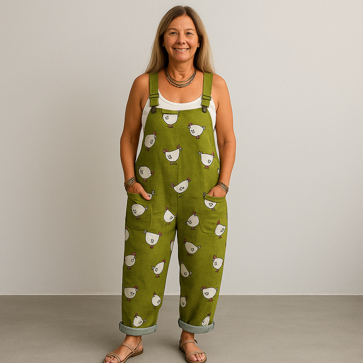 Women's Vintage Wide-Leg Jumpsuit - Effortless Style & Comfort