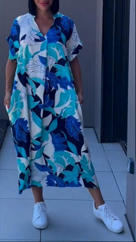 Nia | Floral V-Neck Midi Dress