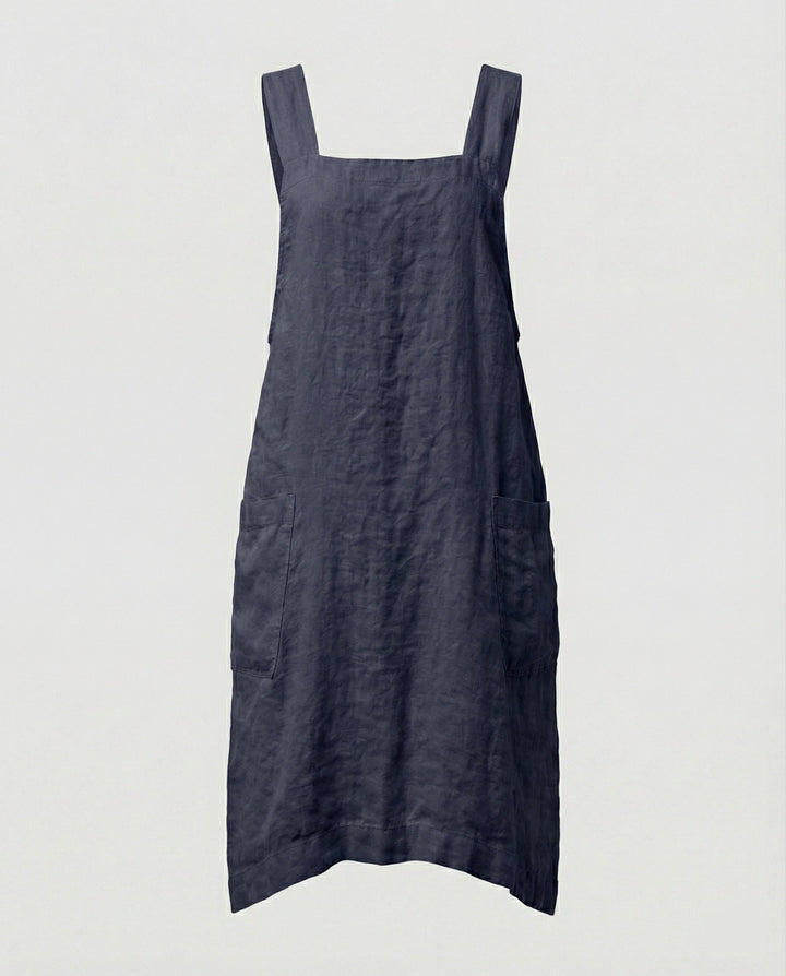 Heidi | Damen Midi Schürzenkleid mit quadratischem Ausschnitt und Taschen