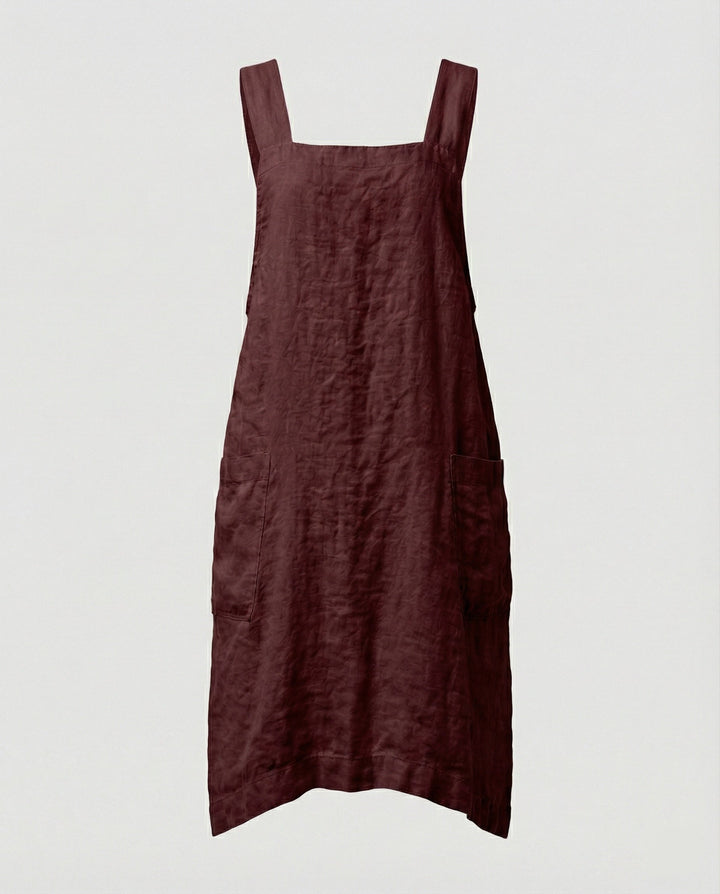 Heidi | Damen Midi Schürzenkleid mit quadratischem Ausschnitt und Taschen