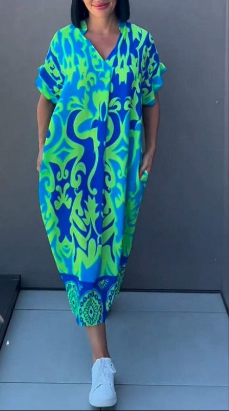 Nia | Floral V-Neck Midi Dress